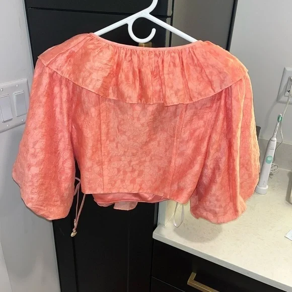 Tularosa Hailey Wrap Top Coral Pink - Picture 4 of 5